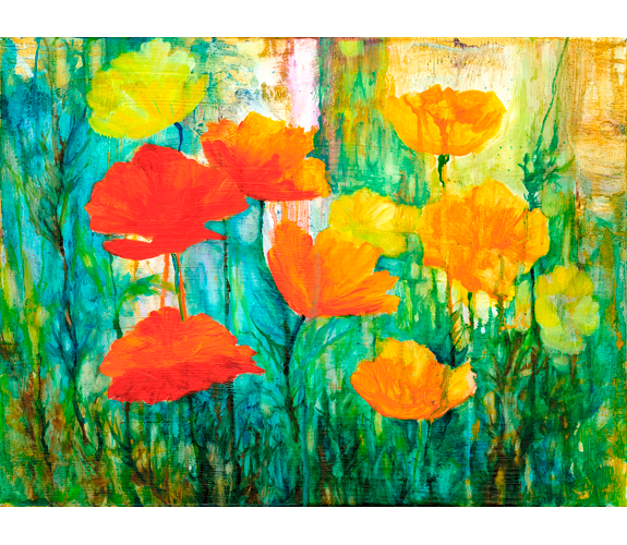 "Orange and Yellow Poppies" - Peggy Wilson